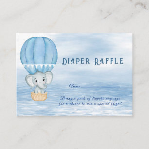 Blue Elephant Hot Air Ballon Babydusche Begleitkarte