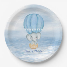 Blue Elephant Hot Air Ballon Paper Plate Pappteller