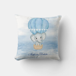 Blue Elephant Hot Air Ballon Throw Kissen