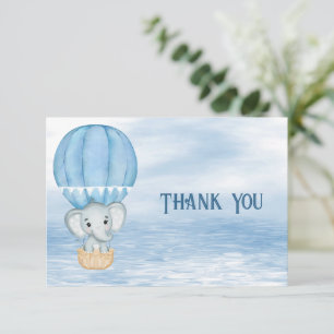 Blue Elephant Hot Air Balloon Carte de remerciemen