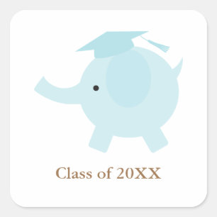 Blue Elephant Kids Abschluss Quadratischer Aufkleber