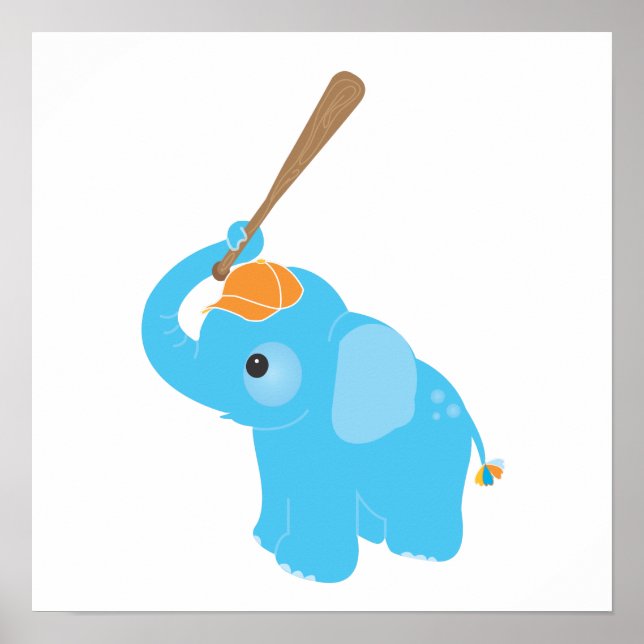 Blue Elephant Kinderzimmer Wall Print Poster (Vorne)