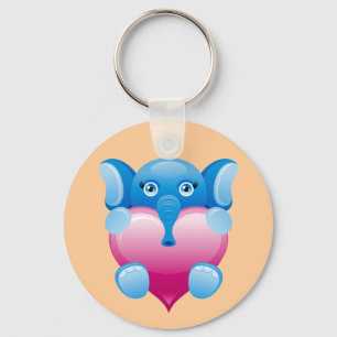BLUE ELEPHANT MIT PINKHERZ SCHLÜSSELANHÄNGER