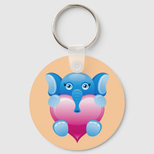 BLUE ELEPHANT MIT PINKHERZ SCHLÜSSELANHÄNGER (Vorderseite)