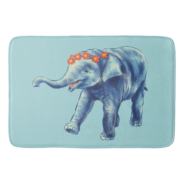 Blue Elephant Niedlich Girl Badematte (Vorderseite)