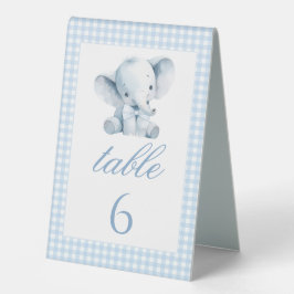 Blue Elephant Peanut Baby Dusche Tischnummern Tischaufsteller