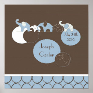 Blue Elephant Personalisiert Room Poster