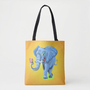 Blue Elephant Playing mit Butterfly-44644 Tasche
