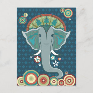 Blue Elephant Postcard Postkarte