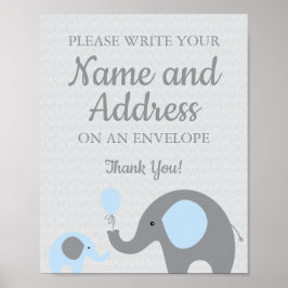 Blue Elephant schreiben Sie Ihre Namensadresse auf Poster
