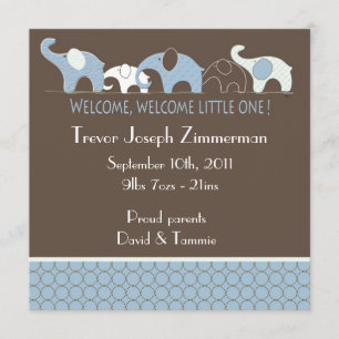 Blue Elephants Baby Faire-part