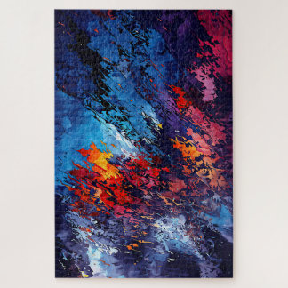 Blue Ember Blue Red Contemporary Abstrakt Art