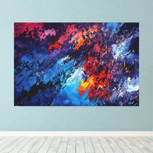 Blue Ember Blue Red Contemporary Abstrakt Art Leinwanddruck