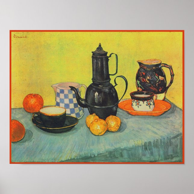 Blue Enamel Coffeepot Earthenware Van Gogh Fine Poster (Vorne)