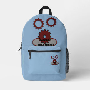 Blue Engineering Gears "Built to Last" Kinder Bedruckter Rucksack