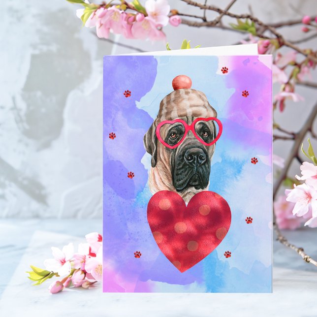 Blue English Mastiff Valentine's Day Gift Dog Karte (Von Creator hochgeladen)