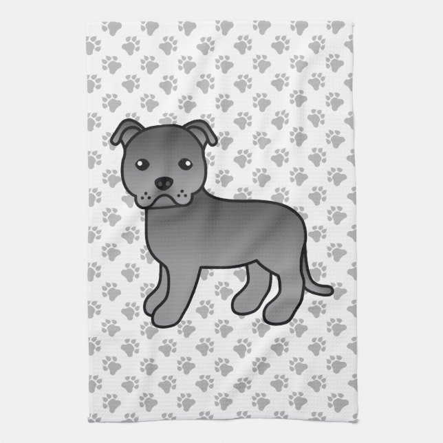 Blue English Staffordshire Bull Terrier Dog Geschirrtuch (Vertikal)