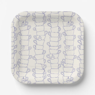 Blue English Tee Cup Stripes Pappteller