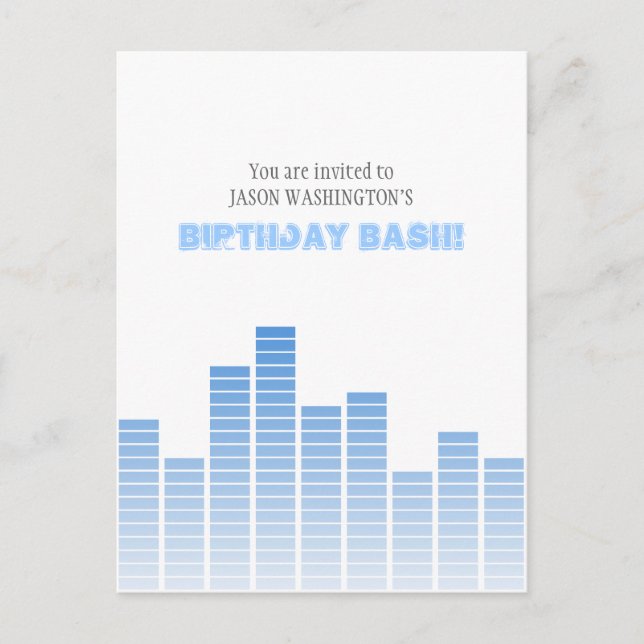 Blue Equalizer Einladungspostkarte (Vorderseite)