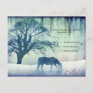 Blue Equestrian Wedding RSVP Karte
