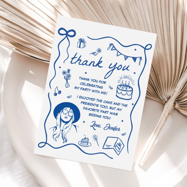 Blue Eras Birthday Party Dankeskarte (Von Creator hochgeladen)