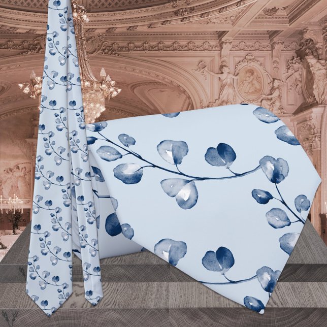 Blue Eucalyptus Elegant Wedding Krawatte (Von Creator hochgeladen)