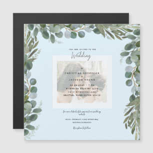 Blue Eucalyptus Foliage Foto Wedding Magneteinladung