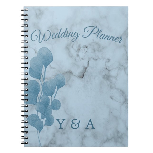Blue Eucalyptus Foliage Moderne Carnet Mariage (Devant)