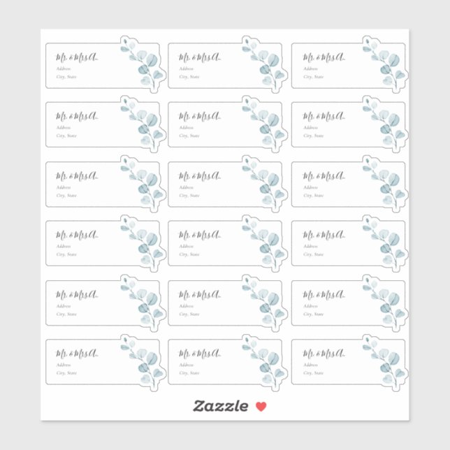 Blue Eucalyptus Sprig Guest Address Labels (Blatt)