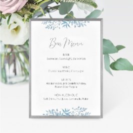 Blue Eucalyptus Wedding Bar Menu Sign