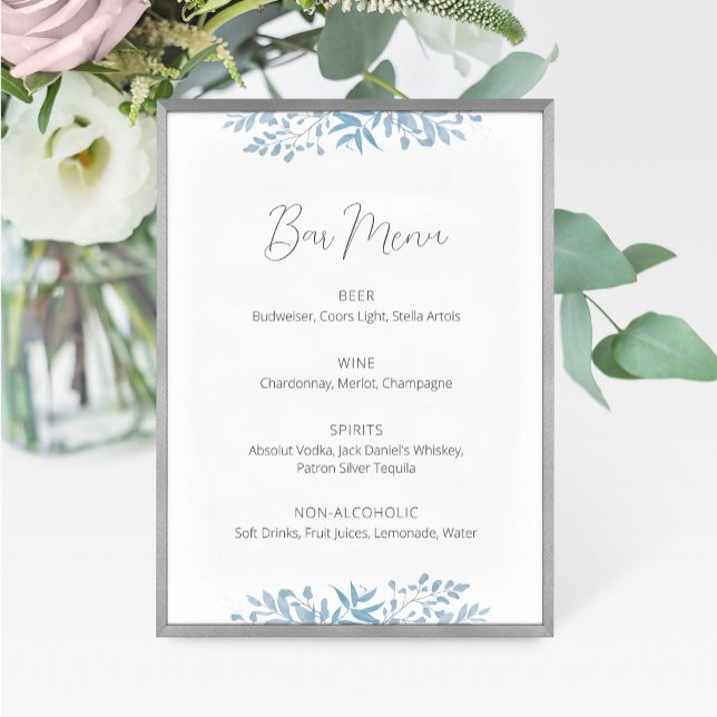 Blue Eucalyptus Wedding Bar Menu Sign (Von Creator hochgeladen)