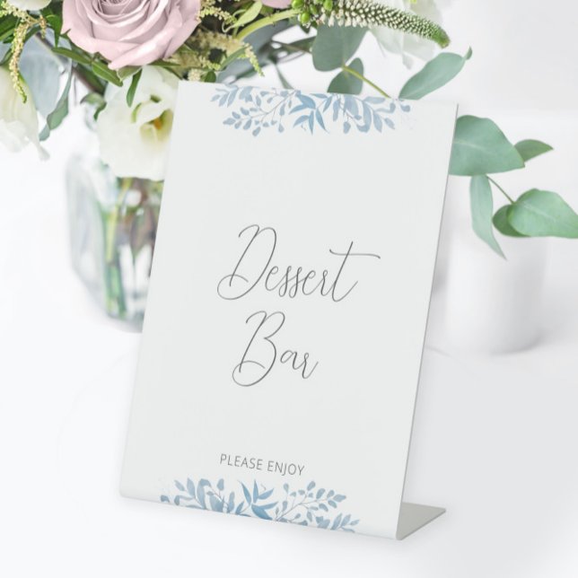 Blue Eucalyptus Wedding Dessert Bar Pedestal Sign Sockelschild (Von Creator hochgeladen)