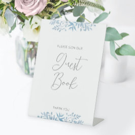 Blue Eucalyptus Wedding Guest Book Pedestal Sign Sockelschild
