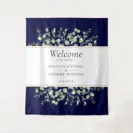 Blue Eucalyptus Wedding Welcome Wandteppich
