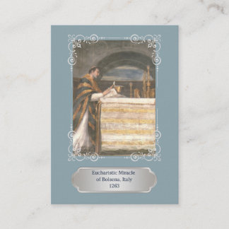 Blue Eucharistic Miracle Communion Prayer Card Visitenkarte