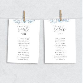 Blue Eukalyptus Wedding Table Chart Cards