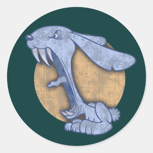 Blue Evil Bunny Runder Aufkleber (Vorderseite)
