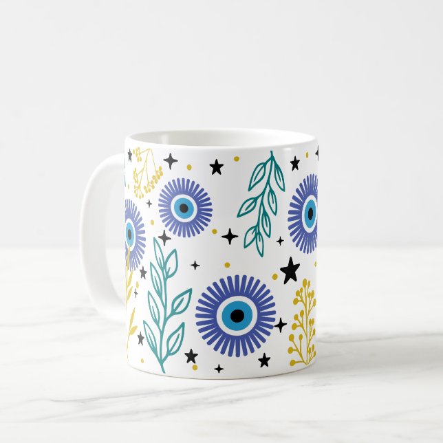 Blue Evil Eye Kaffeetasse (Vorderseite Links)