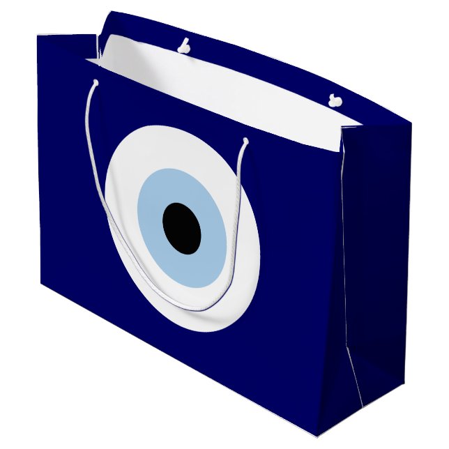 Blue Evil Eye Viel Glück & Protection Symbol Große Geschenktüte (Rückseite Schrägansicht)
