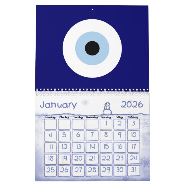 Blue Evil Eye Viel Glück & Protection Symbol Kalender (Jan 2026)