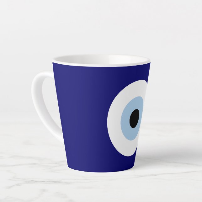 Blue Evil Eye Viel Glück & Protection Symbol Milchtasse (Linke Ecke)