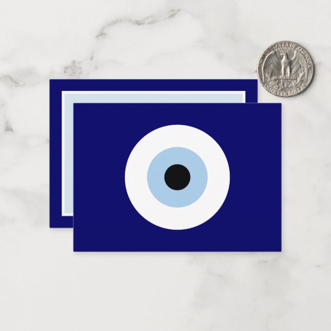 Blue Evil Eye Viel Glück & Protection Symbol Mitteilungskarte (Vorderseite/Rückseite Beispiel)
