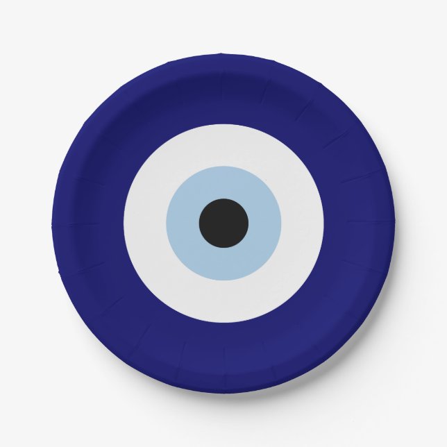 Blue Evil Eye Viel Glück & Protection Symbol Pappteller (Vorderseite)