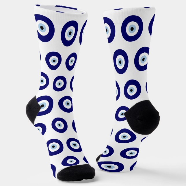 Blue Evil Eye Viel Glück & Protection Symbol Socken (Gewinkelt)