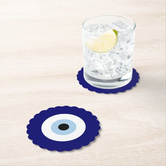 Blue Evil Eye Viel Glück & Protection Symbol Untersetzer (Vor Ort)