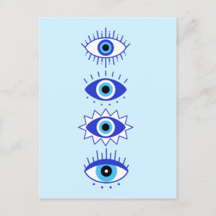Blue Evil Eyes Energy Meditation Hamsa Mystical Postkarte