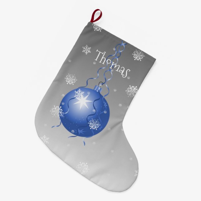 Blue Extravagant Christmas Ornament Strumpf Großer Weihnachtsstrumpf (Vorderansicht (hängend))