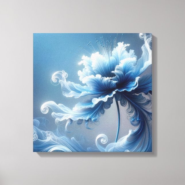 Blue Extravagant Fantasy Blume Leinwanddruck (Vorderseite)
