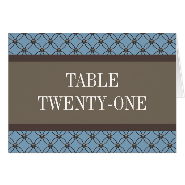 Blue Extravagant Lattice Tischnummer Card (Vorderseite (Horizontal))