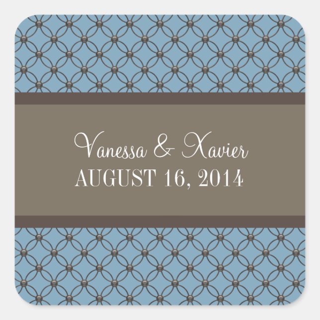 Blue Extravagant Lattice Wedding Stickers (Vorderseite)